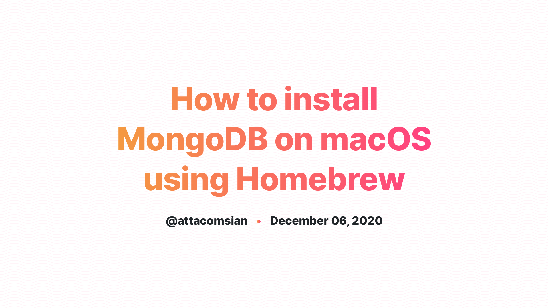 macos install mongodb