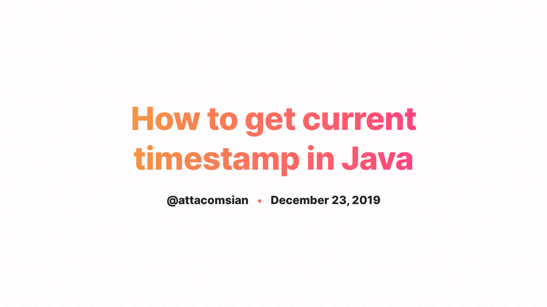 Java current date