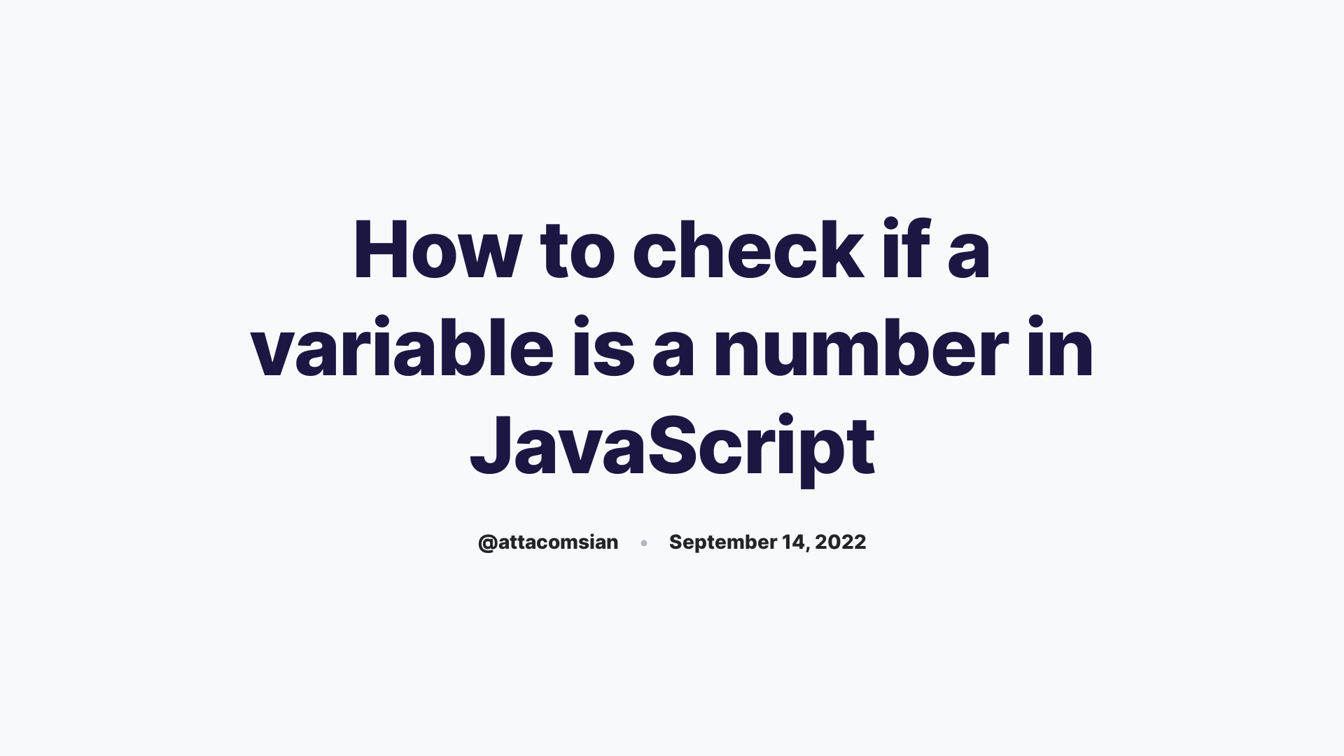 How To Check If A Variable Is A Number In JavaScript