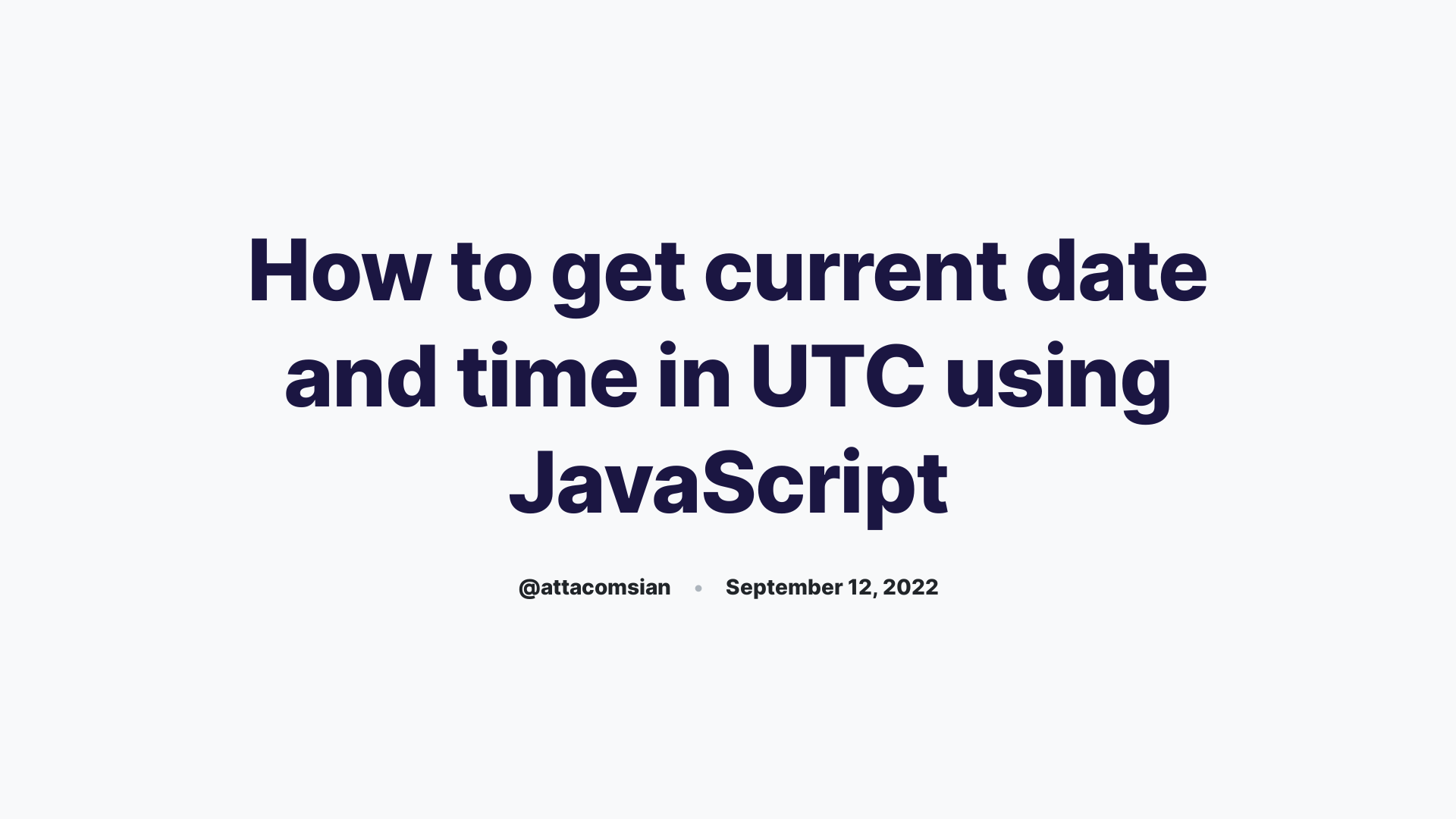 Current Date In Utc Format Javascript